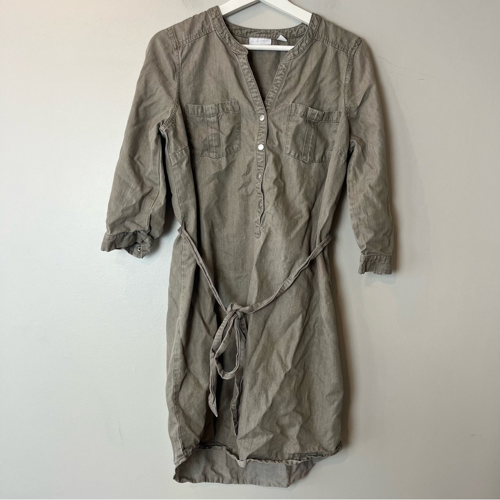 New York & Company‎ Utility Green Shirt Dress with Belt Medium
